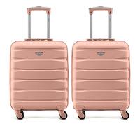 Flight Knight Suitcase Set of 2 Travel Carry-Ons Lightweight Luggage 4 Wheel ABS Hard Shell Ryanair Cabin Bags 55 x 40 x 20 (Priority) Small Suitcase Approved for Over 60 Airlines- easyJet, Jet2
