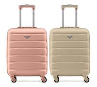Flight Knight Suitcase Set of 2 Travel Carry-Ons Lightweight Luggage 4 Wheel ABS Hard Shell Ryanair Cabin Bags 55 x 40 x 20 (Priority) Small Suitcase Approved for Over 60 Airlines- easyJet, Jet2
