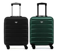 Flight Knight Suitcase Set of 2 Travel Carry-Ons Lightweight Luggage 4 Wheel ABS Hard Shell Ryanair Cabin Bags 55 x 40 x 20 (Priority) Small Suitcase Approved for Over 60 Airlines- easyJet, Jet2