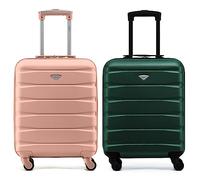 Flight Knight Suitcase Set of 2 Travel Carry-Ons Lightweight Luggage 4 Wheel ABS Hard Shell Ryanair Cabin Bags 55 x 40 x 20 (Priority) Small Suitcase Approved for Over 60 Airlines- easyJet, Jet2