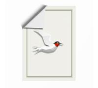 Flight of the Robin Japandi Unframed Wall Art Print A4 (29.7×21cm), Wall Decor for Living Room, Bedroom, Office & Home, Art Gift