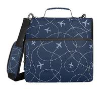 Flight Path Network Pattern 1.5-Inch 3-Ringing Office Binder Organizer with Shoulder Strap Waterproof Portable Portfolio for Middle Student