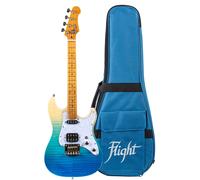 Flight Rock Series Pathfinder Tenor Transparent Blue Electric Tenor Ukulele with Gig Bag