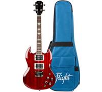 Flight Rock Series Pioneer Cherry Red Electric Tenor Ukulele with Gig Bag