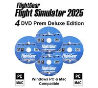 Flight Simulator 2025 X Premium DELUXE Edition Flight Sim FlightGear 4 Disc DVD CD For Microsoft Windows 11 10 PC & Mac / 600 Aircraft + Scenery
