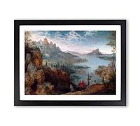 Flight To Egypt By Pieter Bruegel The Elder Classic Painting Framed Wall Art Print, Ready to Hang Picture for Living Room Bedroom Home Office Décor, Black A2 (64 x 46 cm)