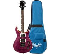 Flight Rock Series Vanguard Transparent Purple Electric Tenor Ukulele with Gig Bag