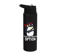 Flight was Never an Option Commando Penguin Soldier Dad Joke Stainless Steel Insulated Water Bottle
