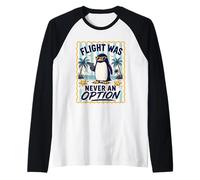 Flight was Never an Option Dark Humor Funny Penguin Meme Raglan Baseball Tee