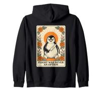 Flight Was Never An Option Penguin With Knife Tarot Card Zip Hoodie