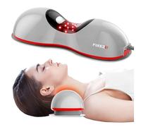 FliKEZE Heated Neck Stretcher & Red Light, Wireless Cervical Care Massager | 660 nm/850 nm red light, 3 heat settings and 5 modes, ergonomic design for home office provides pain relief on the neck, grey