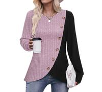 Flikity Plus Size Clothing for Women, Crew Neck Jumper Women Long Sweaters for Women to Wear with Leggings Ladies Lightweight Jumpers Size 20-22 Going Out Tops XXL Pink