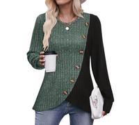 Flikity Womens Christmas Jumpers, Long Sleeve Top Womens Tunic Tops to Wear with Leggings Pullover Sweaters Ladies Going Out Tops Women's Clothing Autumn Clothes Green 2XL
