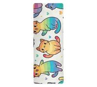 FLildon Cute Rainbow Cat Yoga Mat Thick Non Slip Yoga Mat Workout Mat for Men Women, Exercise & Exercise Mat for Home Gym, Yoga, Pilates, Stretching, and Floor