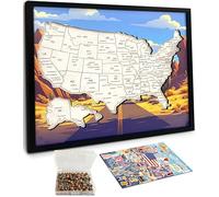 flinelife Cork Push Pin Usa Travel Map With Major Cities, Medium Size, 12x10, Map of United States, Perfect For Couples and Families Gift
