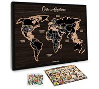 flinelife Cork World Push Pin Map,12X10, World Travel Map With Pins, Perfect For Couples or Retirement Gift