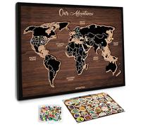 flinelife Cork World Push Pin Map,16X12, World Travel Map With Pins, Perfect For Couples or Retirement Gift
