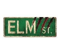 flinelife Elm Street Sign,16X6, Horror Movie Metal Sign, Nightmare on Elm Street Wreath Sign