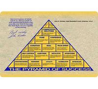 Flinelife John Wooden Pyramid of Success Sign, 12 x 8, Believe Metal Motivational Wall Art Decor - Perfect for Fans