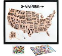 flinelife Usa Travel Map Framed With Pins, 12X10, Adventure Travel Map, 50 States Travel Map Pin Board,Perfect Travel Map For Couples Gift