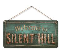 flinelife Welcome to Silent Hill Sign, 12 x 6, Horror Movie Sign, Wreath Sign for Indoor Outdoor Use