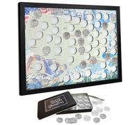 flinelife Wooden National Parks Quarter Collection Map Display, 16x12, 50 States & 6 Territories, Comes With 60 Clear Plastic Coin Capsules for Storage, Perfect For State Quarter Lover and Families