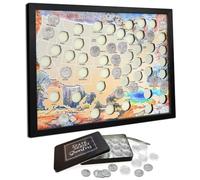 flinelife Wooden National Parks Quarter Map Display, 16x12, 50 States & 6 Territories, Comes With 60 Clear Plastic Coin Capsules for Storage, Perfect For State Quarter Lover and Families Gift