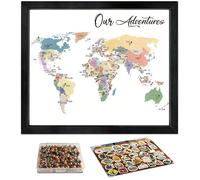 flinelife World Map Pin Board,12X10, World Travel Map With Pins, Perfect For Couples or Retirement Gift