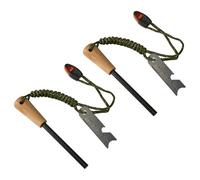 Flint and Steel 2 Pack, 5/16" Ferro Rod Fire Starter Kit with Handcrafted Wood Handle and Paracord Lanyard, Scale Scraper & Whistle, Outdoor Survival Kits for Your Hiking, Camping Accessories