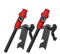 Flint and Steel Fire Starter Kit,2PCS 5-in-1 Multifuctional Fire Steel with Compass Scale Scraper Whistle Magnesium Ferrocium Rod Fire Striker Flint Fire Starter for Travelling Camping Hiking