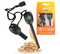 Flint and Steel Fire Starter Kit, 5-in-1 Multifuctional Fire Steel with Compass, Ruler Saws and whistle Fire Striker Magnesium Rod Emergency Survival Tool for Travelling Camping Hiking 12,000 Strikes