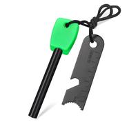 Flint and Steel Fire Starter Kit, Glow in the Dark Fire Steel with Scale Scraper Magnesium Ferro Rod Fire Striker Fire Starter Flint and Steel Survival Tool for Travelling Camping Hiking