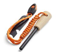 Flint and Steel, Survival Fire Steel Wooden Handle Firesteel Fire Starter, Flint Striker Multi Tool Outdoor Emergency Survival Tool for Travelling Camping Hiking