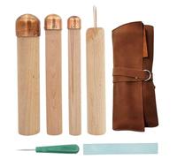 Flint Knapping Kit 3 Copper Boppers & 2 Pressure Flakers, Professional Flint Knapping and Stone Crafting Tools Set Includes PU Leather Case for Beginners and Pros