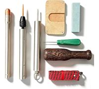 Flint Knapping Tools Set, Obsidian Crafting Kit with Copper Bopper, Pressure Flaker, Stainless Steel Connection, Detachable Hammer for Stone Shaping