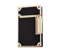 Flint Side Slide Ignition Igniter, Classic Grinding Wheel Lighter, Metal Bright Tone Lighter,Adjustable Soft Flame Lighter Refillable Gas Butane Lighter, for Cigarette/Cigar/Candle Gifts for Men(Black