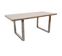 flint solid light pine wood dining table with chrome legs