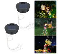 Flintrolic 2PCS 8cm Solar Watering Can Light, 60 LED Watering Can Lights, Waterproof Retro Metal Water Can Hanging Lantern for Garden, Yard, Pathway, Patio, Lantern Plant Decoration (Colorful Light)
