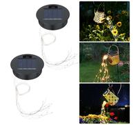 Flintrolic 2PCS 8cm Solar Watering Can Light, 60 LED Watering Can Lights, Waterproof Retro Metal Water Can Hanging Lantern for Garden, Yard, Pathway, Patio, Lantern Plant Decoration (Warm Light)
