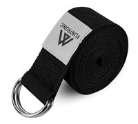 Flintronic 1 Pc Yoga Belt Pilates, 2.5M D-Ring Buckle Yoga Strap, Extra Long Adjustable Yoga Strap Belt, Sports and Fitness Stretch Strap for Yoga, Pilates, Dance (Black)