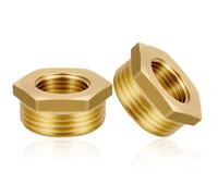 Flintronic 1 to 1/2 Inch Reducer Adapter, 2PCS 1 inch Male to 1/2 inch Female Brass Thread Adapters, G1 to G1/2 Brass Hex Bushing Reducer Connector Adapter Fittings for Pipe