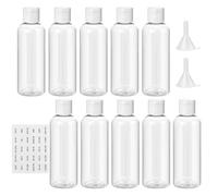 Flintronic 10-Pack Transparent Travel Bottles Set, 100ML Refillable Containers for Toiletries, Shampoo, Cosmetic Liquid With 2 Funnels