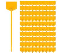 Flintronic 100PCS Blank Waterproof Security Tags, Plastic Security Seals, Writeable Self Locking Security Tag Ties, Reusable Shipping Tags for Key Storage, Luggage, Clothes, Shelf-tag (Yellow)