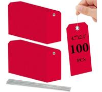 Flintronic 100PCS Plastic Shipping Tags, Blank Waterproof Plastic Tags, Writeable Security Tag with Wire Ties, Suitable for Secure Fire Extinguishers, Luggage, Clothes, Shelf-tag (Red)