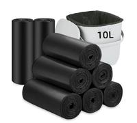 Flintronic 10L Bin Liners, 200 Counts Compostable Bags, 2.6 Gallon Thicken Food Waste Bag, Leakproof, Unscented, Heavy Duty Garbage Liner for Bedroom, Bathroom, Office, Kitchen, Black, 45 × 50 cm