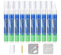 Flintronic 10PCS Grout Pen, White Tile Paint Marker with Replacement Nib, Tiles Grout Pen Wall Repair Pens, Tile Grout Reviver Pens for Bathrooms Kitchen Floor Tile, Wall Lines