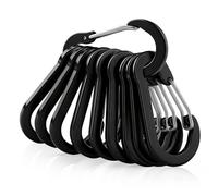 Flintronic 10PCS Non-Locking Carabiner, Duty Carabiner Clips, Aluminum Spring Snap Hooks, Keychain Carabiner Clip Hook for Camping Hiking Fishing Traveling (Black)