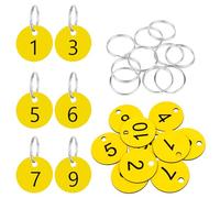 Flintronic 10Pcs Plastic Number with Key Rings, Engraved Numbered Tags, Plastic ID Tag Table Numbers, Discs Number-Tags for Office, Hotel, Mailbox, Dormitory (1-10 Yellow)
