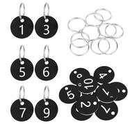 Flintronic 10Pcs Plastic Number with Key Rings, Engraved Numbered Tags, Plastic ID Tag Table Numbers, Discs Number-Tags for Office, Hotel, Mailbox, Dormitory (1-10 Black)