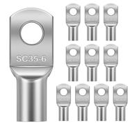 Flintronic 10Pcs Tinned Copper Terminals Connectors, SC35-6 Battery SC Ring Terminal Connectors Set, Battery Cable Ends Lugs, Bolt Hole Crimp Terminals Connector for Electric, Auto, Boat, Car